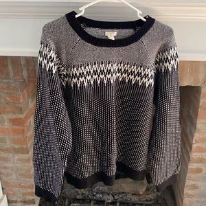 J. Crew Merino Wool Blend Black and White Sweater size XL Like New